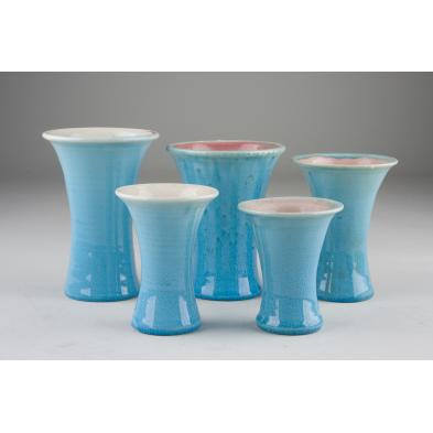 5-pieces-of-pisgah-forest-pottery-ku-vases