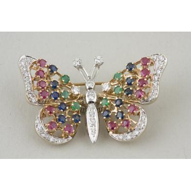 14kt-multi-gemstone-butterfly-brooch