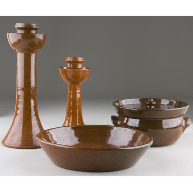 4-pieces-of-nc-pottery-ben-owen-master-potter