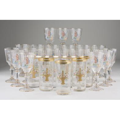 att-lobmeyer-enameled-glass-stemware-ca-1900