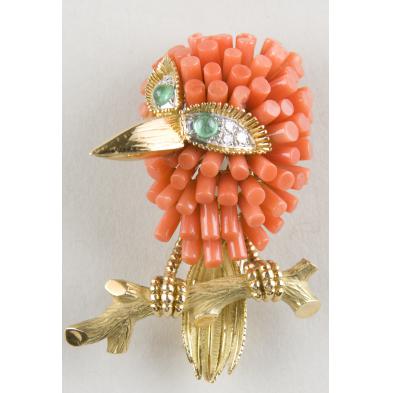 18kt-diamond-coral-emerald-brooch-ca-1950