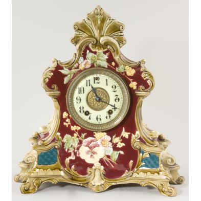 gilbert-majolica-30-day-cased-mantel-clock