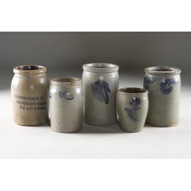 5-pieces-of-virginia-cobalt-decorated-stoneware
