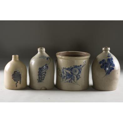 4-pieces-of-new-york-cobalt-decorated-stoneware