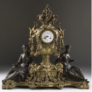 important-raingo-freres-figural-mantel-clock