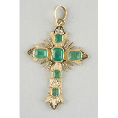 18kt-and-emerald-cross-pendant