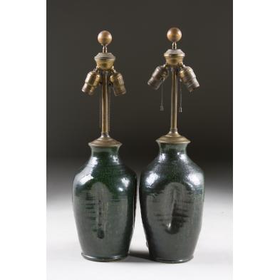 nc-pottery-pair-of-pinch-vase-lamps-ca-1930