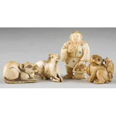 4-carved-ivory-netsukes-japanese