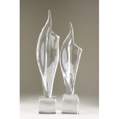 pair-of-daum-crystal-flamme-sculptures