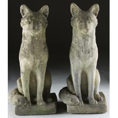 pair-of-vintage-concrete-foxes