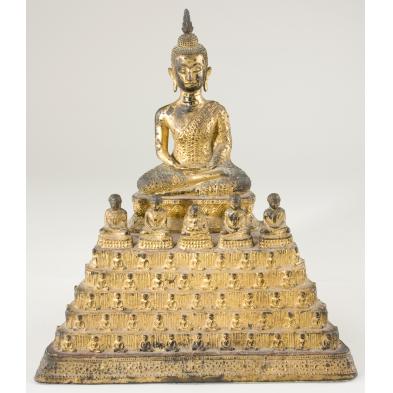 siamese-gilt-bronze-buddha-on-throne-18th-century