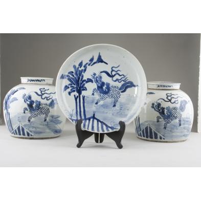 chinese-blue-and-white-charger-two-ginger-jars