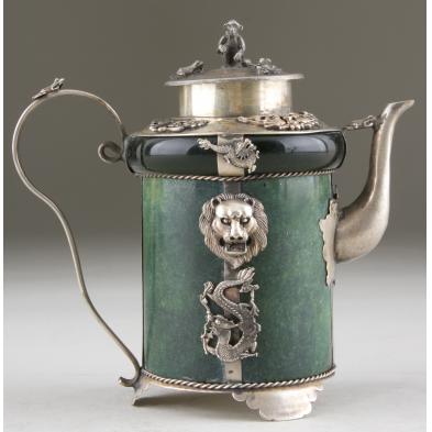 chinese-malachite-silver-miniature-teapot