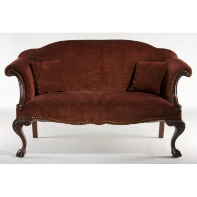 chippendale-style-upholstered-settee