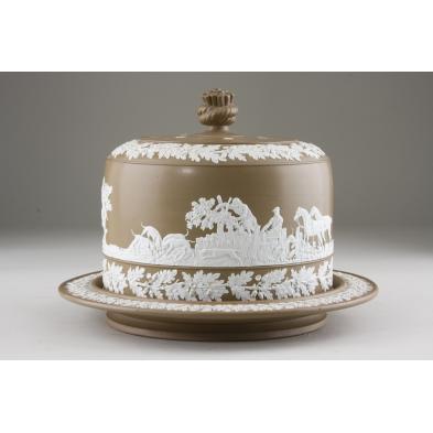 english-brown-jasperware-cheese-keeper