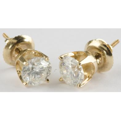 pair-of-14kt-yellow-gold-and-diamond-post-earrings