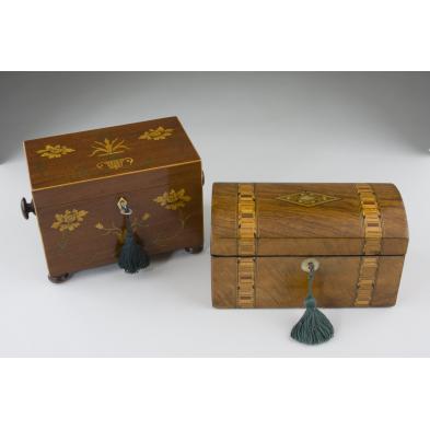 two-antique-english-inlaid-tea-caddies