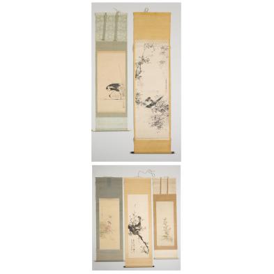 five-signed-antique-japanese-watercolor-scrolls