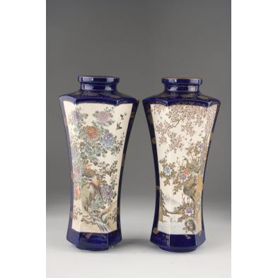 pair-of-japanese-satsuma-colbalt-porcelain-vases