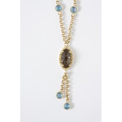 14kt-blue-topaz-and-smoky-quartz-sautoir