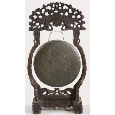 large-antique-asian-brass-hanging-gong