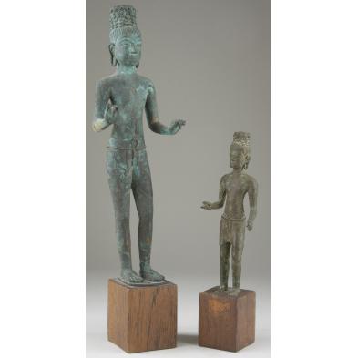 two-khmer-bronze-avalokitesvara-figures