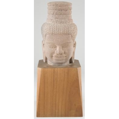 thai-carved-sandstone-head-of-a-deity