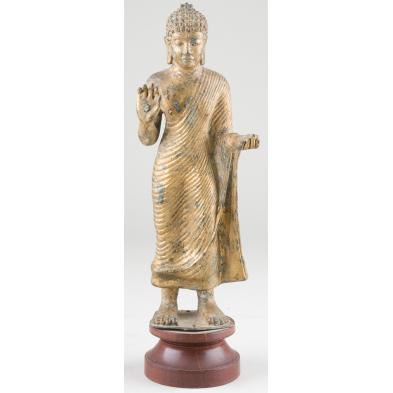 cambodian-gilt-bronze-standing-buddha