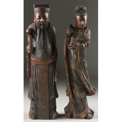 large-chinese-carved-wooden-imperial-couple