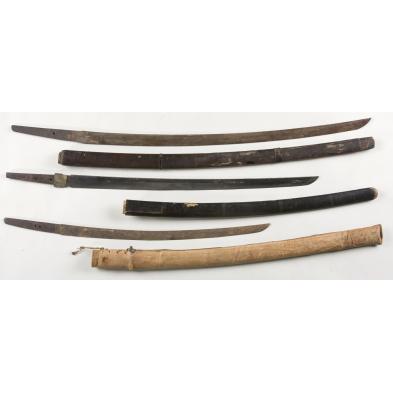 three-vintage-japanese-sword-blades-with-scabbards