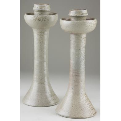 two-jugtown-nc-pottery-candlesticks