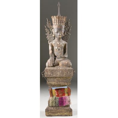 antique-burmese-seated-wooden-buddha