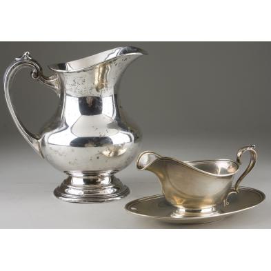 sterling-silver-water-pitcher-gravy-boat-tray