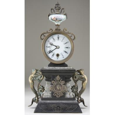 french-style-brass-and-enamel-mounted-mantel-clock