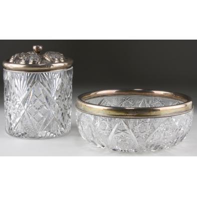 two-sterling-mounted-cut-glass-items