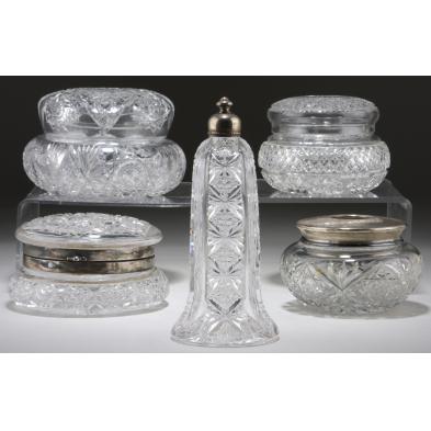 group-of-five-cut-glass-vanity-items