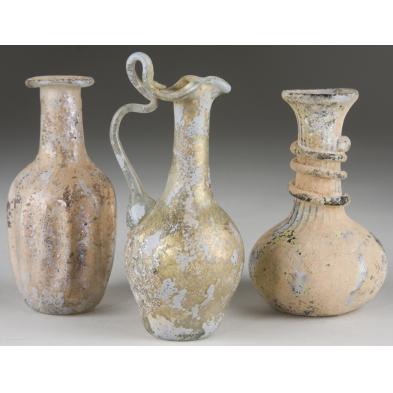 roman-glass-juglet-and-two-unguentaria