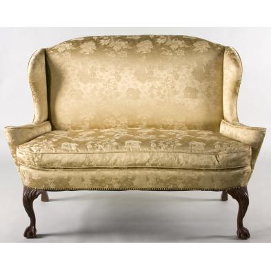 chippendale-revival-wingback-settee