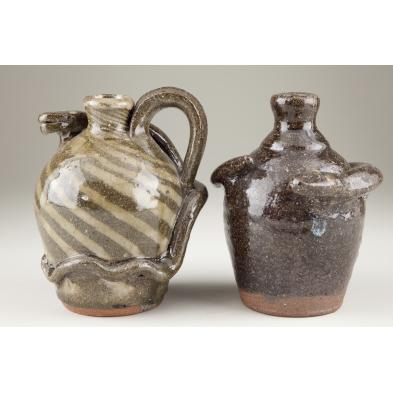 two-burlon-craig-snake-jugs-nc-folk-pottery