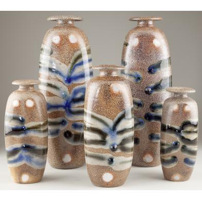 set-of-5-nc-pottery-bottle-vases-by-donna-craven