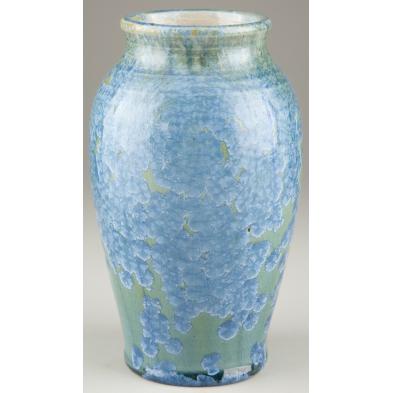 pisgah-forest-blue-crystalline-vase-nc-pottery