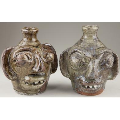 pair-of-burlon-craig-scary-face-jugs-nc-pottery
