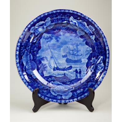 historical-blue-staffordshire-ship-plate