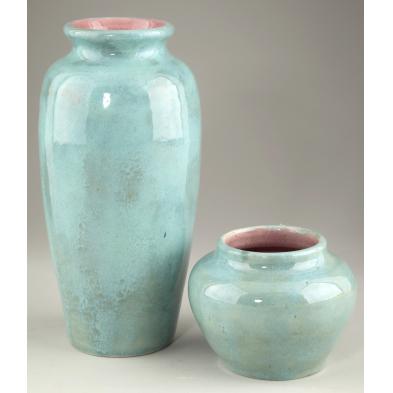 two-1934-pisgah-forest-vases-nc-pottery