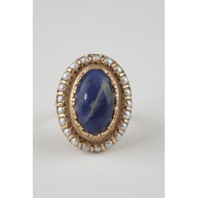 vintage-lapis-and-pearl-cocktail-ring