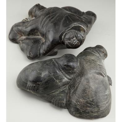 two-inuit-soapstone-carvings
