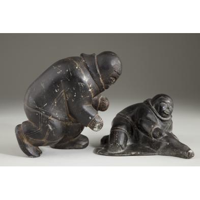 two-inuit-soapstone-carvings