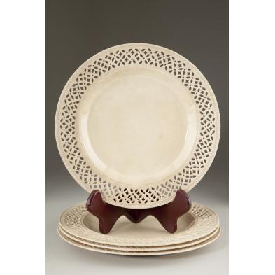 set-of-four-creamware-reticulated-plates