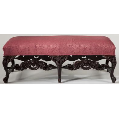 french-carved-and-silk-upholstered-dressing-bench
