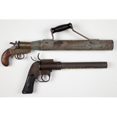 two-wwii-line-thrower-pistols
